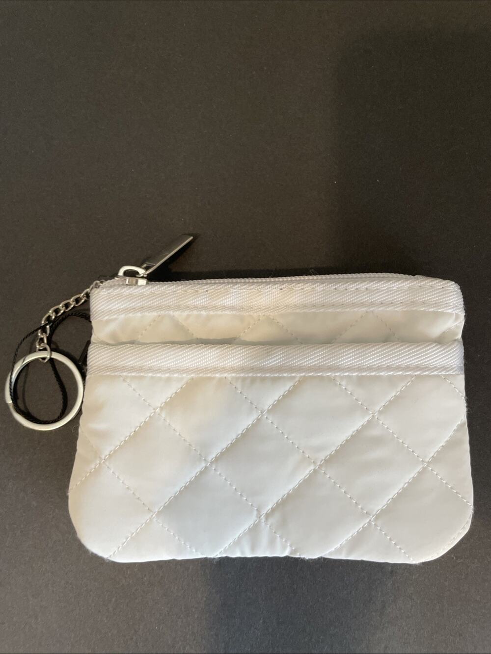 Card/Coin Pouch HAUTE SHORE White/Grey Neoprene Pouch NWT Puffer Collection